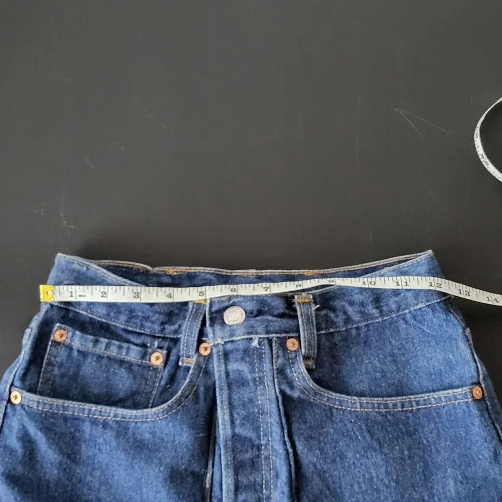 Levis Reworked Button Fly Fringe Denim Blue Jean Skirt 0 Upcycled Grunge Western